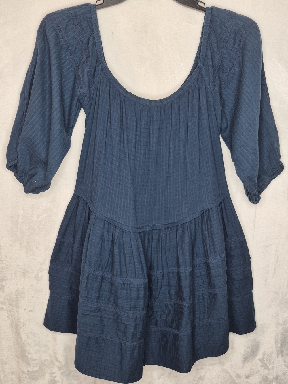 Free People Lily Tiered Gauze Balloon Sleeve Mini Dress M